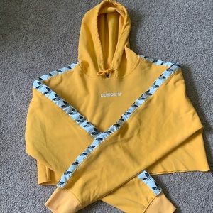 Yellow adidas cropped hoodie